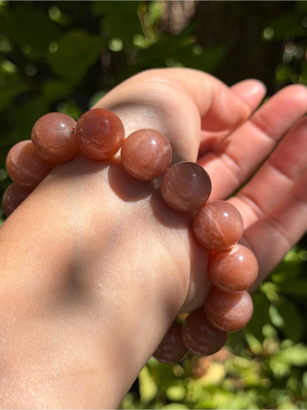 14.5mm Natural Peach Moonstone Beaded Bracelet 2108 - Picture 7 of 7